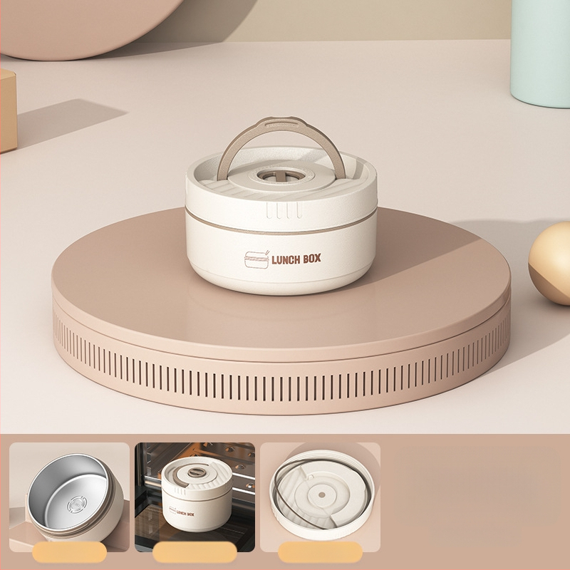 Pusdienu kārba no nerūsējošā tērauda, apaļa, 1–2 L tilpums, daudzslāņu ar vāku, izolēta un mikroviļņu droša