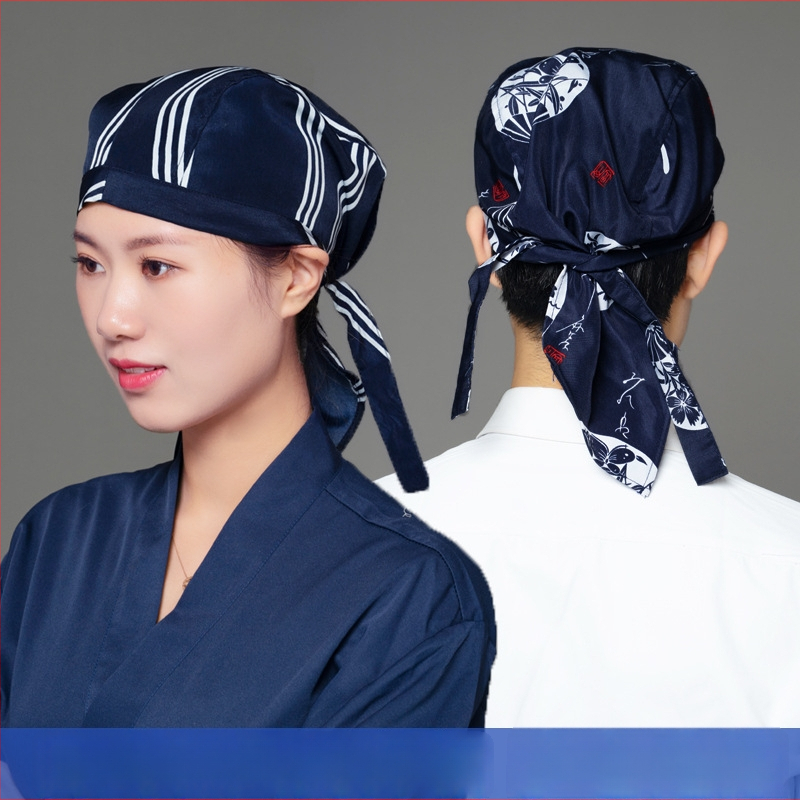 Medvilninė šefų kepurė su kupolo viršumi ir krašteliu, skirta sushi restoranui, su atspausdintu logotipu, pritaikoma