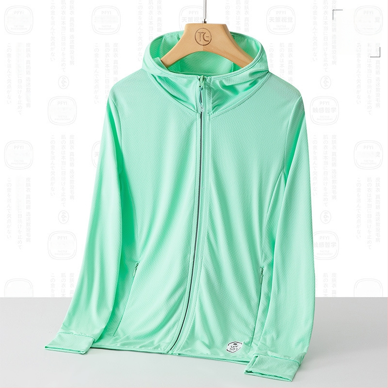 Unisex āra vēja jaka ar UPF50+ saules aizsardzību, elpojošs poliesters, kapuce