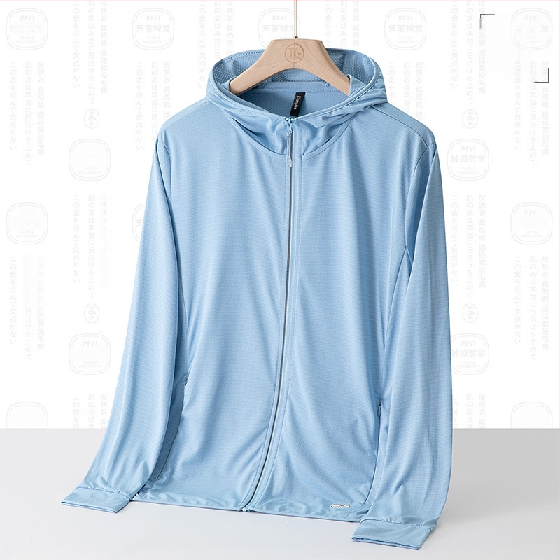 Unisex āra vēja jaka ar UPF50+ saules aizsardzību, elpojošs poliesters, kapuce