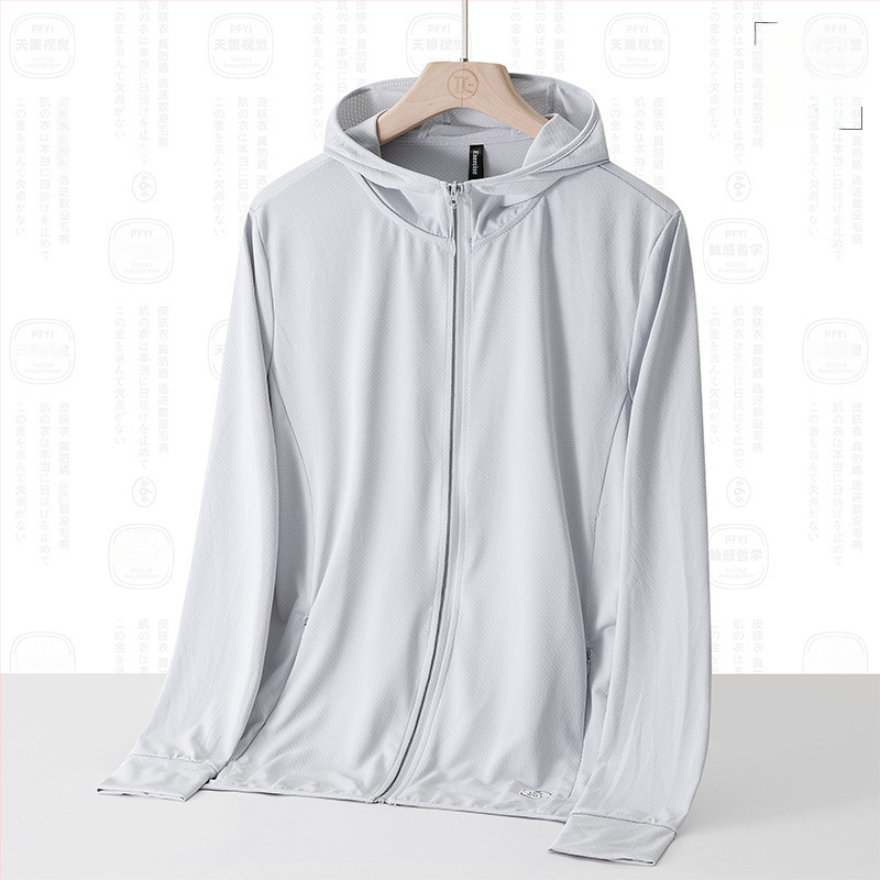 Unisex āra vēja jaka ar UPF50+ saules aizsardzību, elpojošs poliesters, kapuce