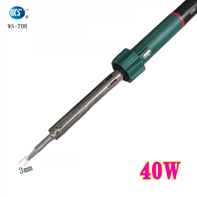 Mājās lietojams lodēšanas instruments 30-60W, 220V ar gumijas rokturi — lodēšanas pildspalva ar galiem: izliekts, taisns, plakans un potkovveidīgs (modelis WS-708)