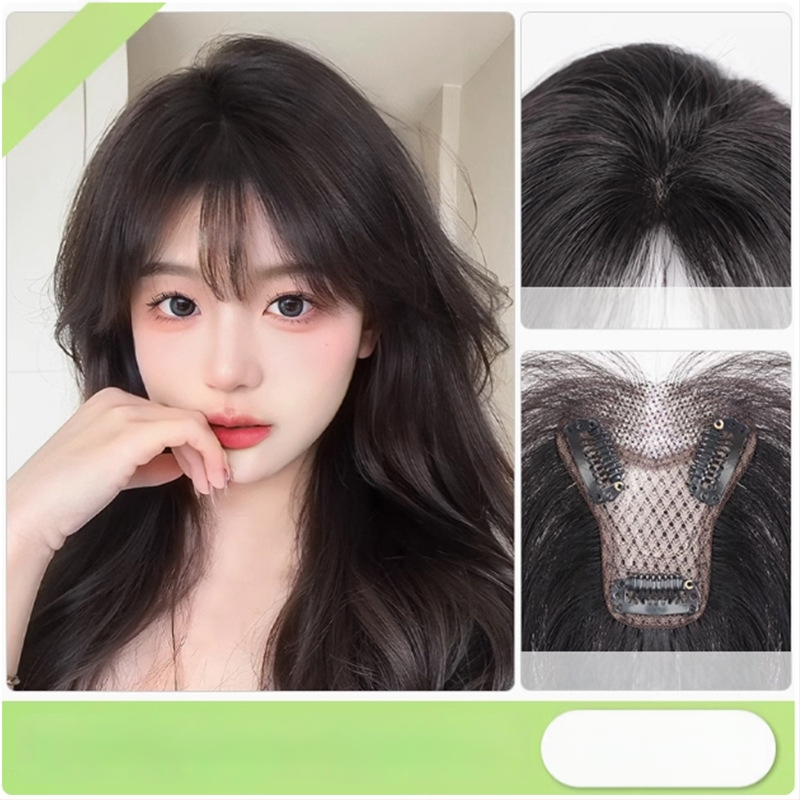 Ženska perika s bangs na vrhu glave, pravi kosa, mehanizam izrade, bangs ravne ili nagnute, nije bojiva niti uvijana