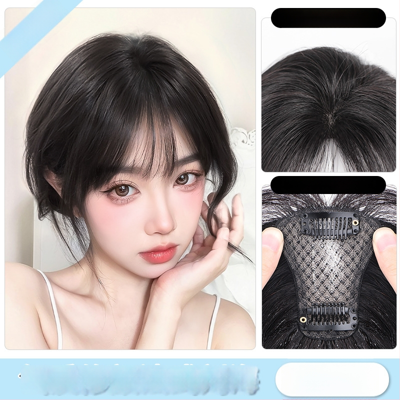 Ženska perika s bangs na vrhu glave, pravi kosa, mehanizam izrade, bangs ravne ili nagnute, nije bojiva niti uvijana