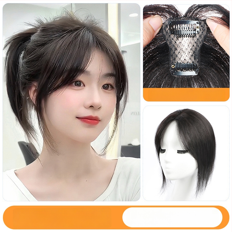 Ženska perika s bangs na vrhu glave, pravi kosa, mehanizam izrade, bangs ravne ili nagnute, nije bojiva niti uvijana