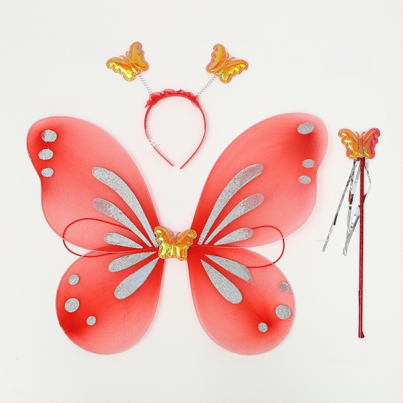 Meigikostüümi rekvisiidid: liblika tiivad, kolmekohaline komplekt lastele, kingituseks valmis, kohandusteta