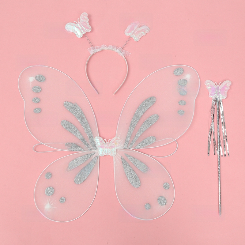 Meigikostüümi rekvisiidid: liblika tiivad, kolmekohaline komplekt lastele, kingituseks valmis, kohandusteta