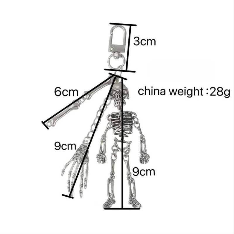 Metāla jostas ķēde biksēm, pank stila ar ģeometrisku slāņošanu un kraniuma motīvu (Materiāls: metāls; Kategorija: jostas ķēde; Sezona: 2025. rudens; Pielāgošana pieejama)