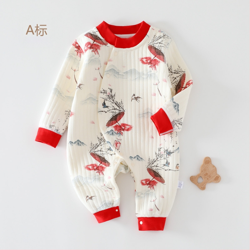 Bērnu pildīta kombinezons 0–12 mēneši, universāls, garas piedurknes, 100% kokvilna, bieza auduma, priekšā diagonālais aizvērums