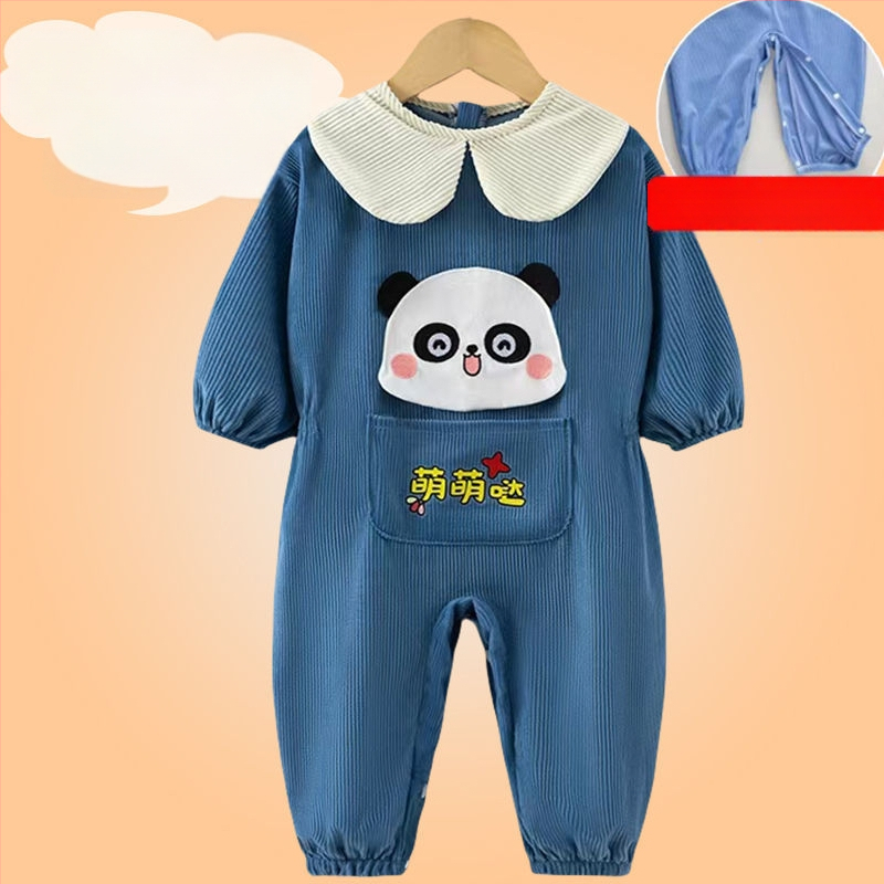 Bērnu rāpošanas kombinezonā ar snapkopām – garas piedurknes, corduroy audums un poliesteris, pavasaris‑rudens‑ziema, 3–8 gadu vecumam