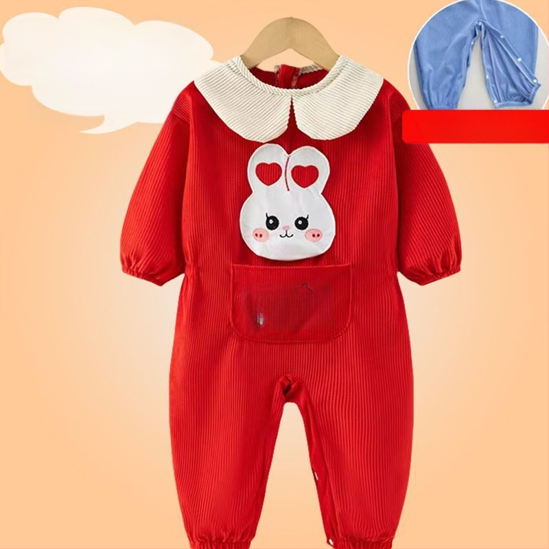 Bērnu rāpošanas kombinezonā ar snapkopām – garas piedurknes, corduroy audums un poliesteris, pavasaris‑rudens‑ziema, 3–8 gadu vecumam