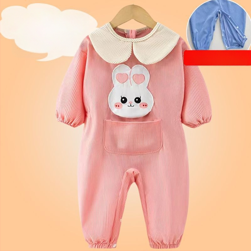 Bērnu rāpošanas kombinezonā ar snapkopām – garas piedurknes, corduroy audums un poliesteris, pavasaris‑rudens‑ziema, 3–8 gadu vecumam