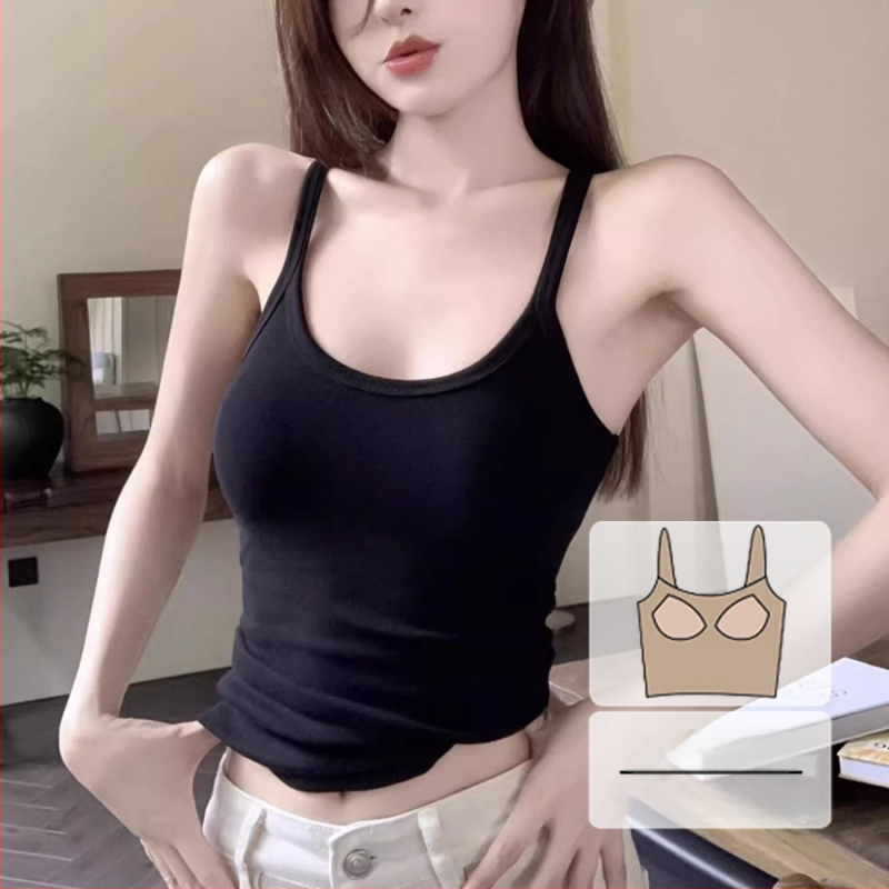 Kemisole top ar siksnām, Sling stils, stingrs pieguļums, Viskozes 95% + Elastāns 5%, Vienkrāsains dizains, Iekšējais krūšu spilvens, Vasara 2025