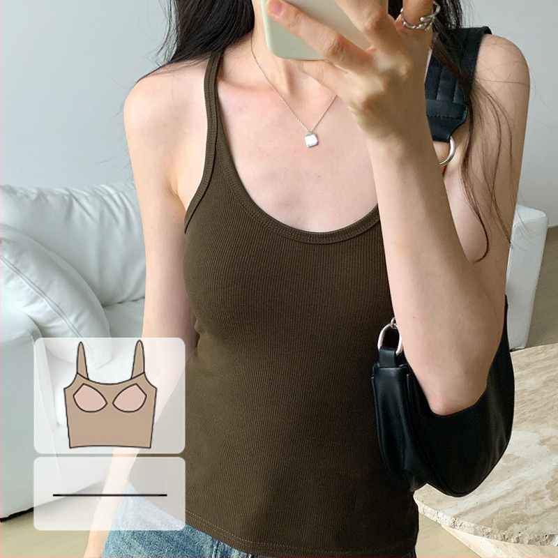 Kemisole top ar siksnām, Sling stils, stingrs pieguļums, Viskozes 95% + Elastāns 5%, Vienkrāsains dizains, Iekšējais krūšu spilvens, Vasara 2025