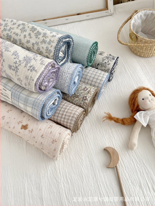 Zīdaiņu wrap no 100% kokvilnas gazes, režģa raksts, Korejas stils, Drošības klase A