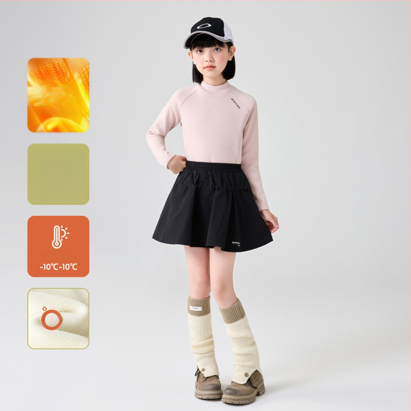 Mergaitėms skirtas pagrindinis marškinėliai su pusiau aukšta apykakle, raglano ilgos rankovės, dryžuotas raštas, 92% poliesteris, švelnus paviršius