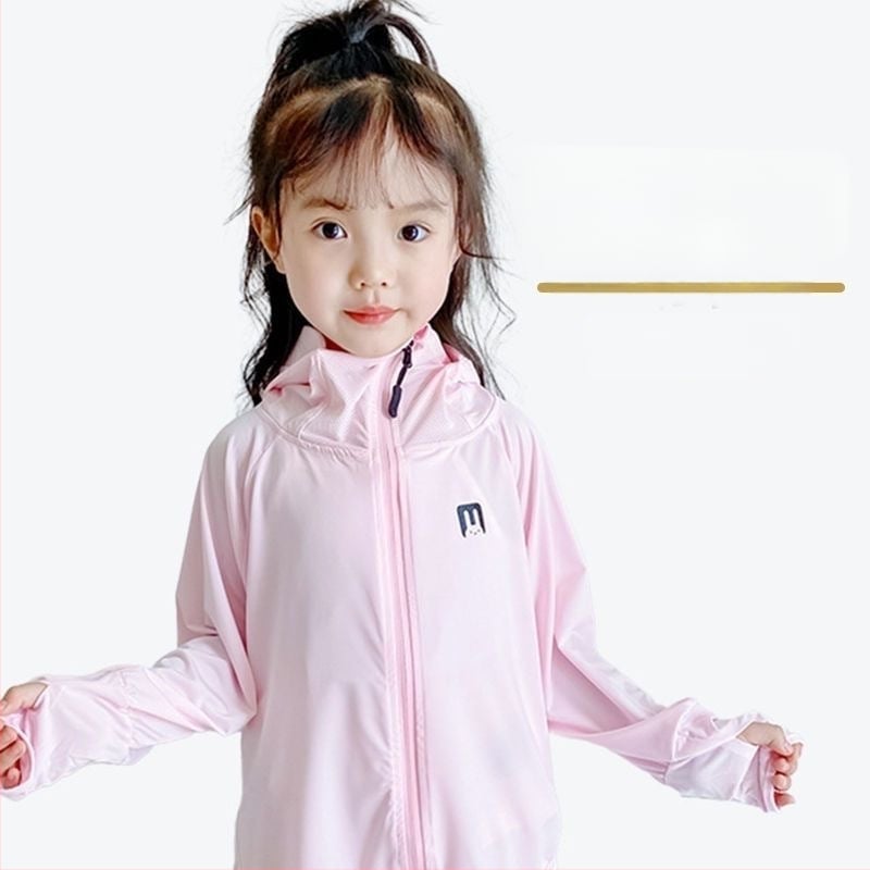 Детска UV защита Ice Silk с качулка, подплата от спандекс, за момичета на възраст 4–6 години