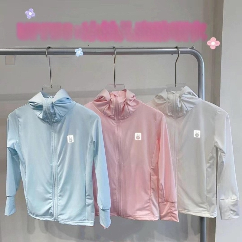 Детска UV защита Ice Silk с качулка, подплата от спандекс, за момичета на възраст 4–6 години