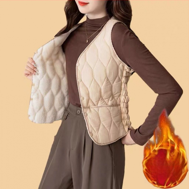 Sieviešu pūka-pamatu veste ar flīsa oderi, silta, gara versija, V kakla izgriezums, šaurs griezums