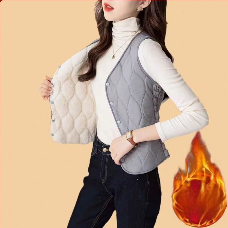 Sieviešu pūka-pamatu veste ar flīsa oderi, silta, gara versija, V kakla izgriezums, šaurs griezums