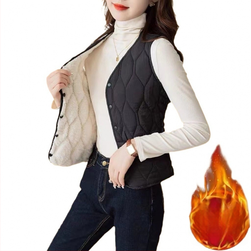 Sieviešu pūka-pamatu veste ar flīsa oderi, silta, gara versija, V kakla izgriezums, šaurs griezums