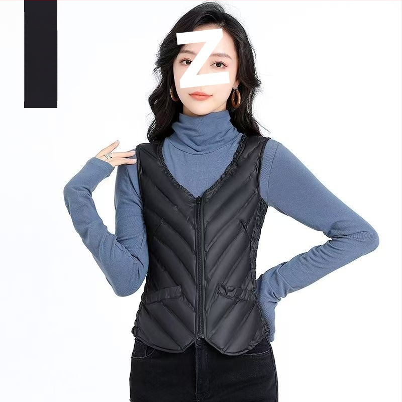 Sieviešu ultra īsa dūnu veste, bez piedurknēm, pildījums baltais pīļu dūns 81–85%