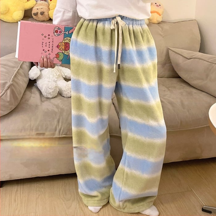 Naiste flanellist termilised pijamapüksid, paksud, 100% polüester, 181–200 g/m², vaba lõige