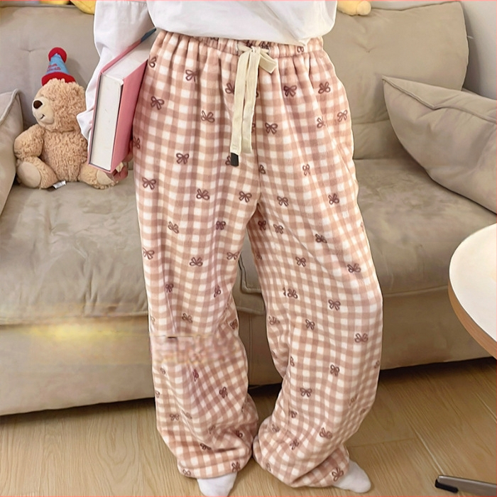 Naiste flanellist termilised pijamapüksid, paksud, 100% polüester, 181–200 g/m², vaba lõige