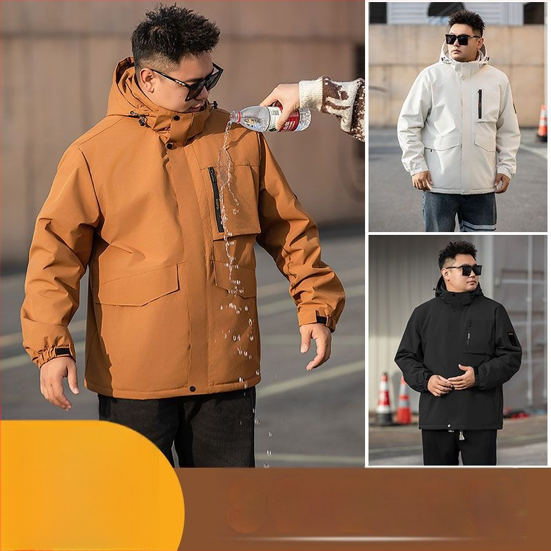 Meeste veekindel ja tuulekindel kapuutsiga jope, laia lõikega, tõmblukuga, sügisele