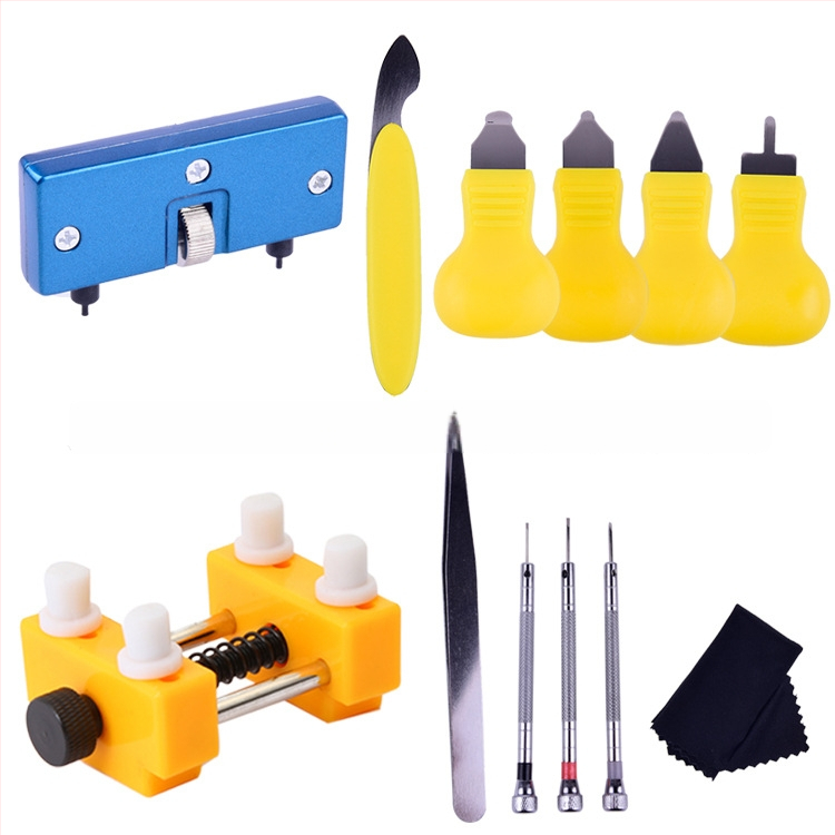 Hong Shijun pulksteņu remonta rīku komplekts – 8 gab., atvēršanas instruments aizmugurējā vāka baterijas nomaiņai, pulksteņa turētājs, divu ķepu atvērējs, mājas lietošanai