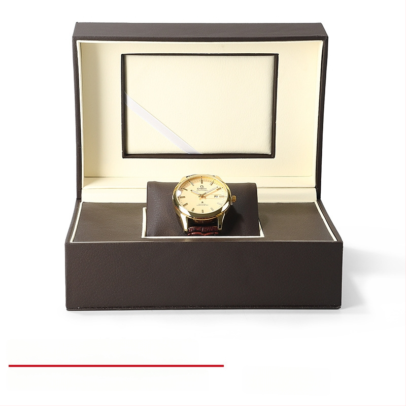 Laikrodžių dėžutė iš PU odos su flanelės vidumi, atveriamas dangtelis, modelis EE003, dovanojimo ir juvelyrinių prekių pakuotė