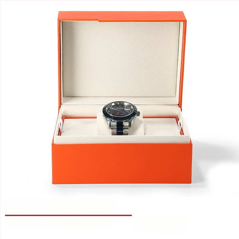Laikrodžių dėžutė iš PU odos su flanelės vidumi, atveriamas dangtelis, modelis EE003, dovanojimo ir juvelyrinių prekių pakuotė