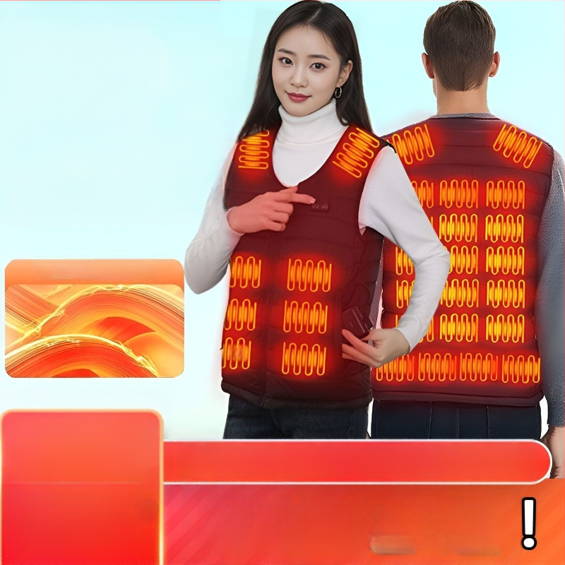 Grafénfűtéses férfi mellény - karcsú szabású, újratölthető, önfűtő, kapucnival