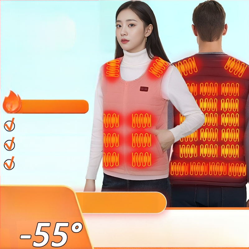Grafénfűtéses férfi mellény - karcsú szabású, újratölthető, önfűtő, kapucnival