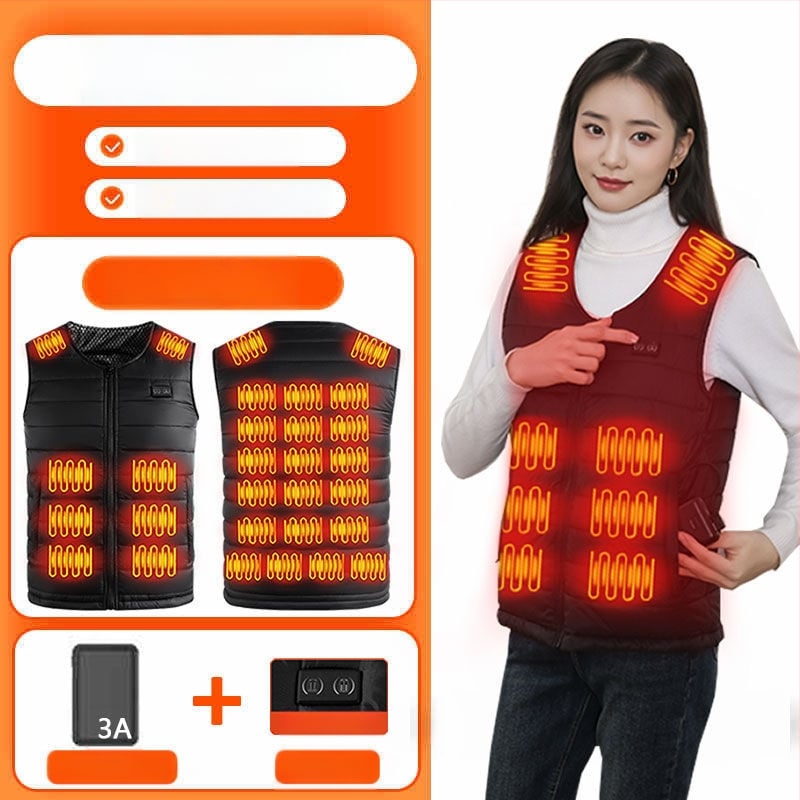 Grafénfűtéses férfi mellény - karcsú szabású, újratölthető, önfűtő, kapucnival