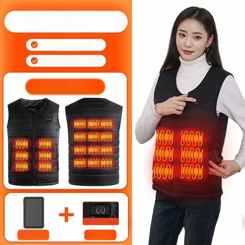 Grafénfűtéses férfi mellény - karcsú szabású, újratölthető, önfűtő, kapucnival