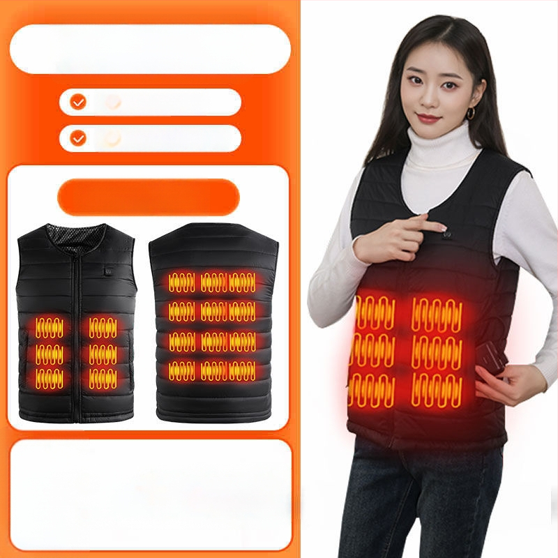 Grafénfűtéses férfi mellény - karcsú szabású, újratölthető, önfűtő, kapucnival