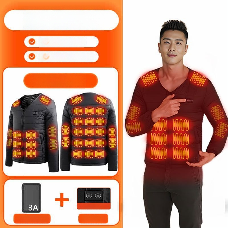 Grafénfűtéses férfi mellény - karcsú szabású, újratölthető, önfűtő, kapucnival