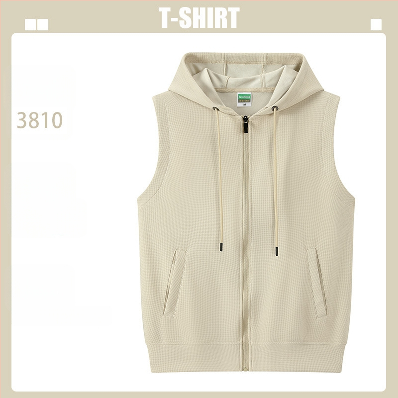 Logóval ellátott waffel kötésű mellény edzésre és képzésekre (kapucni, cipzár, álló gallér)