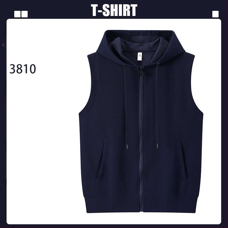 Logóval ellátott waffel kötésű mellény edzésre és képzésekre (kapucni, cipzár, álló gallér)