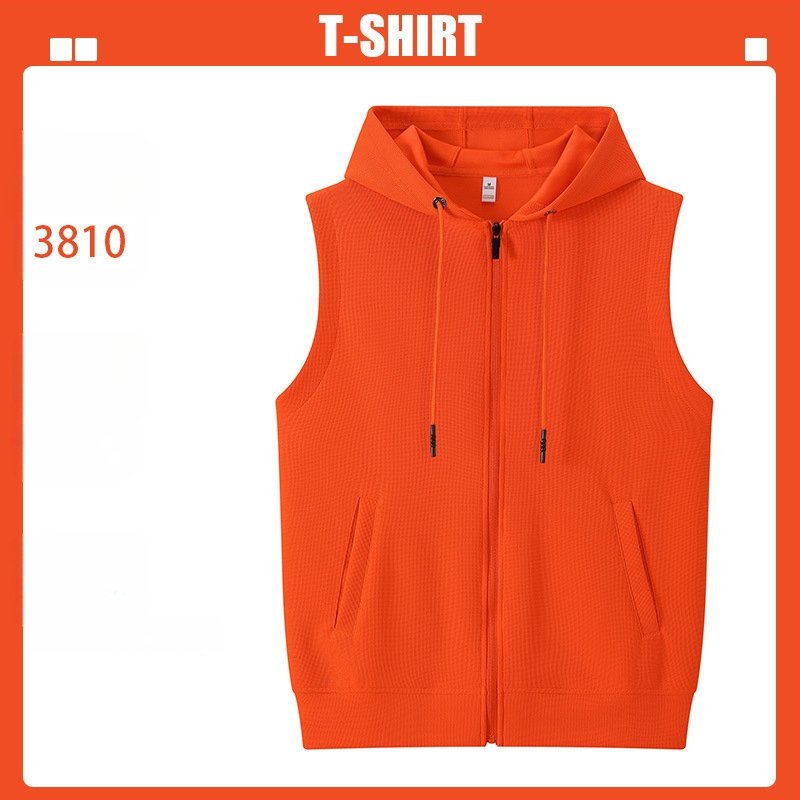 Logóval ellátott waffel kötésű mellény edzésre és képzésekre (kapucni, cipzár, álló gallér)