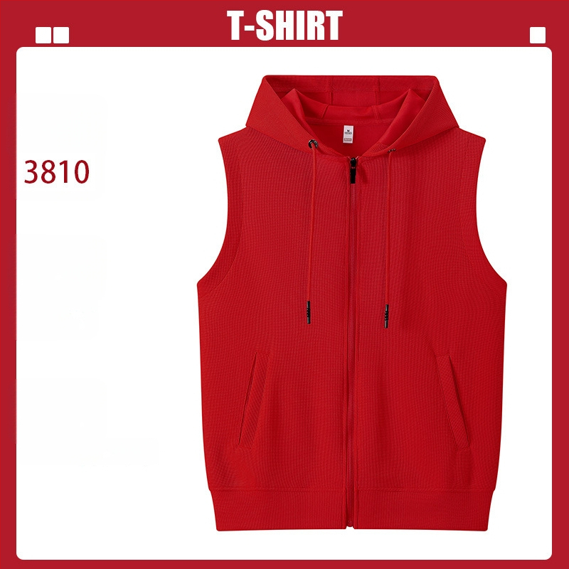 Logóval ellátott waffel kötésű mellény edzésre és képzésekre (kapucni, cipzár, álló gallér)