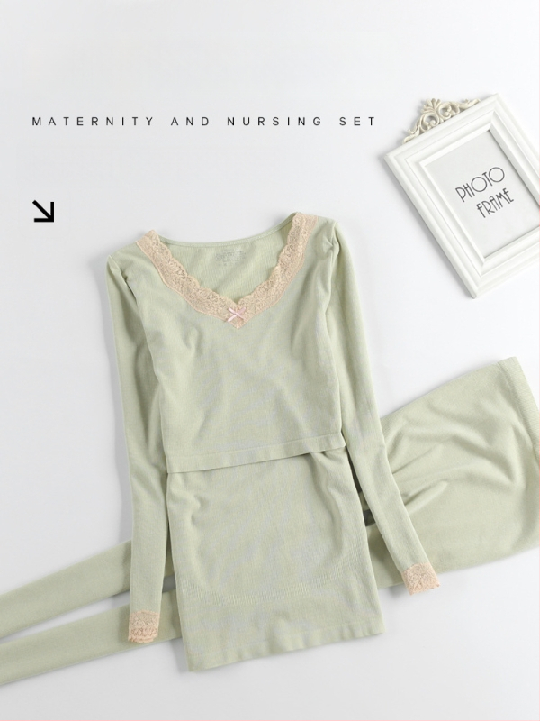 Set za trudnice i dojenje s dugim rukavima — top i hlače, poliester 30–50%, jesen-zima 2025