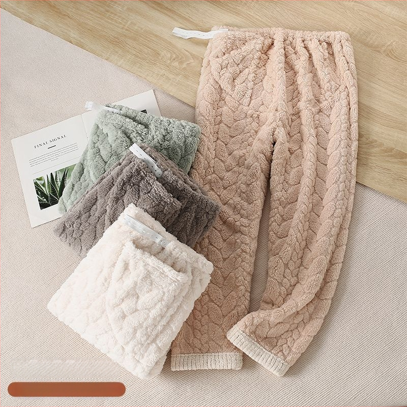 Trudničke pidžama hlače za jesen-zimu, s flisom za unutarnju izolaciju, chenille tkanina, podesiva podrška trbuha, spandeks do 30%