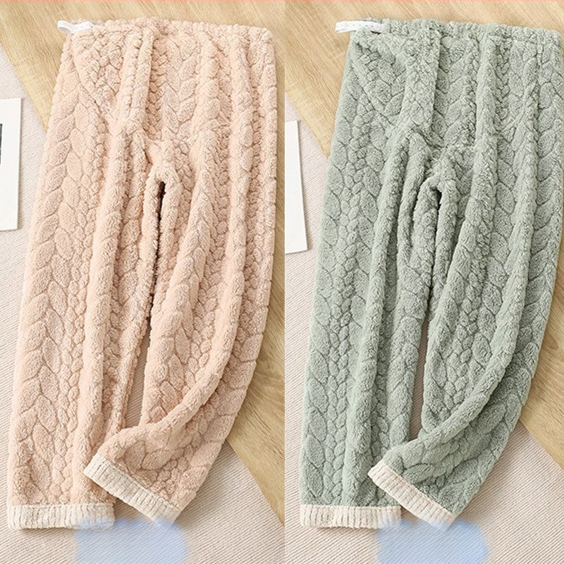 Trudničke pidžama hlače za jesen-zimu, s flisom za unutarnju izolaciju, chenille tkanina, podesiva podrška trbuha, spandeks do 30%