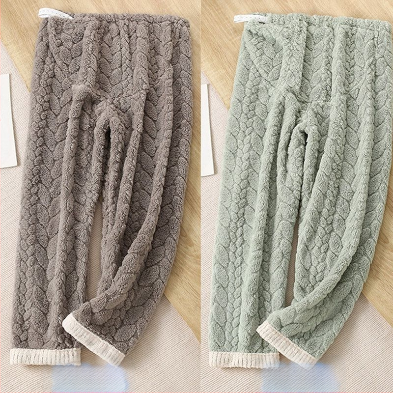 Trudničke pidžama hlače za jesen-zimu, s flisom za unutarnju izolaciju, chenille tkanina, podesiva podrška trbuha, spandeks do 30%