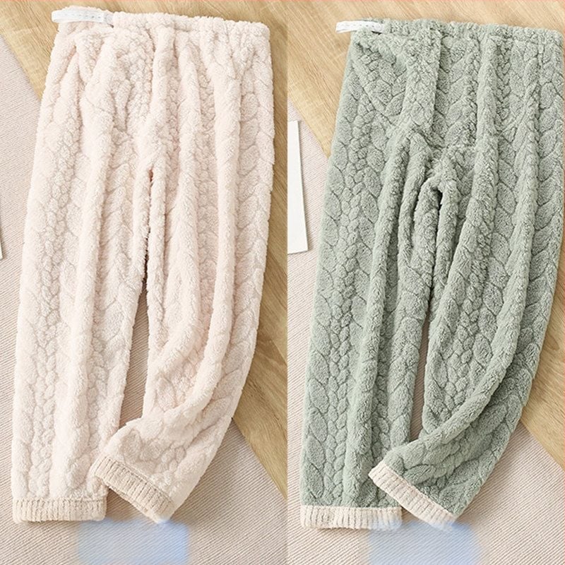 Trudničke pidžama hlače za jesen-zimu, s flisom za unutarnju izolaciju, chenille tkanina, podesiva podrška trbuha, spandeks do 30%