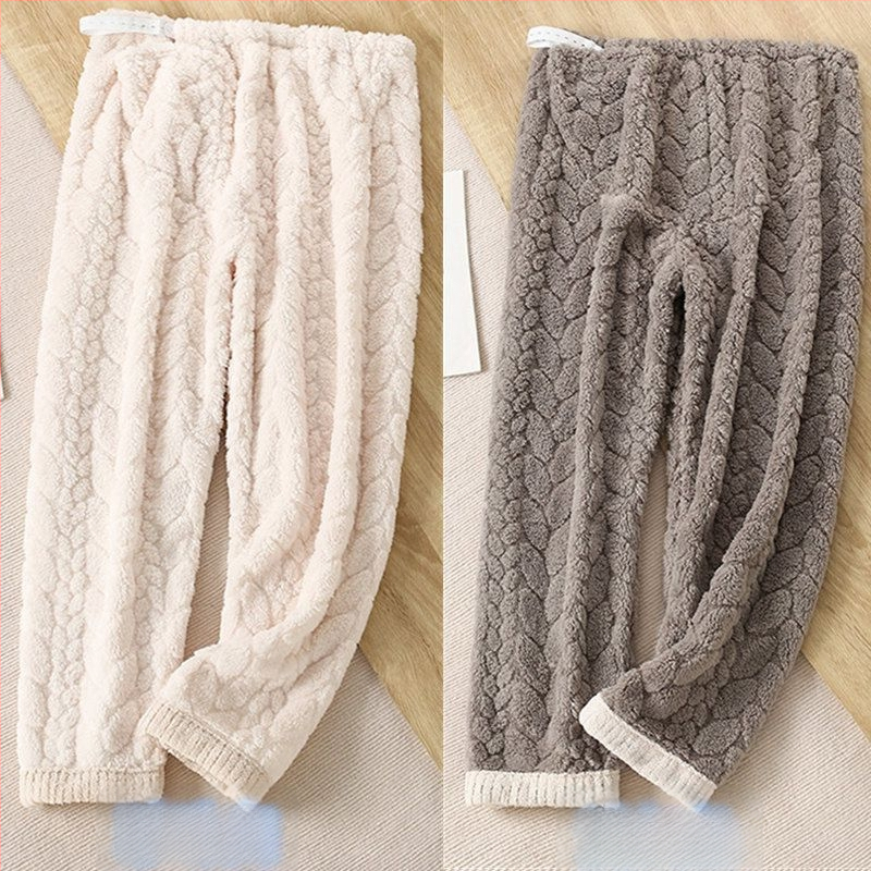 Trudničke pidžama hlače za jesen-zimu, s flisom za unutarnju izolaciju, chenille tkanina, podesiva podrška trbuha, spandeks do 30%