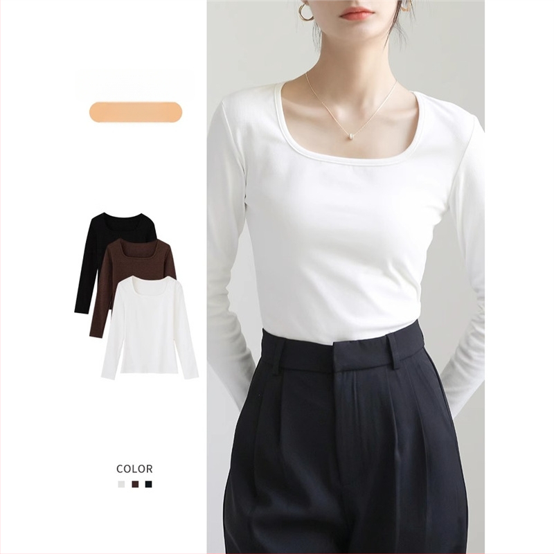 Тениска с дълги ръкави, квадратна яка, стегната кройка, 90–95% памук, нормална дължина 50–65 см