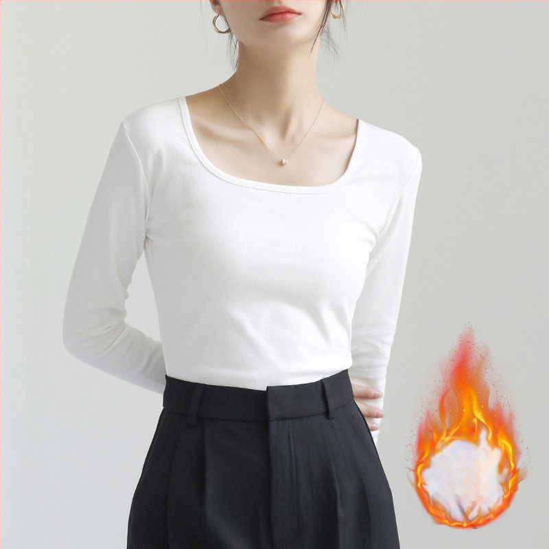 Тениска с дълги ръкави, квадратна яка, стегната кройка, 90–95% памук, нормална дължина 50–65 см